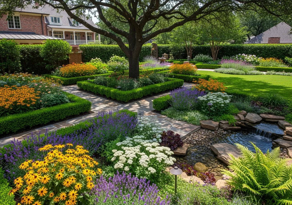 Landscape Design - Custom landscape with flower beds and stone walkways