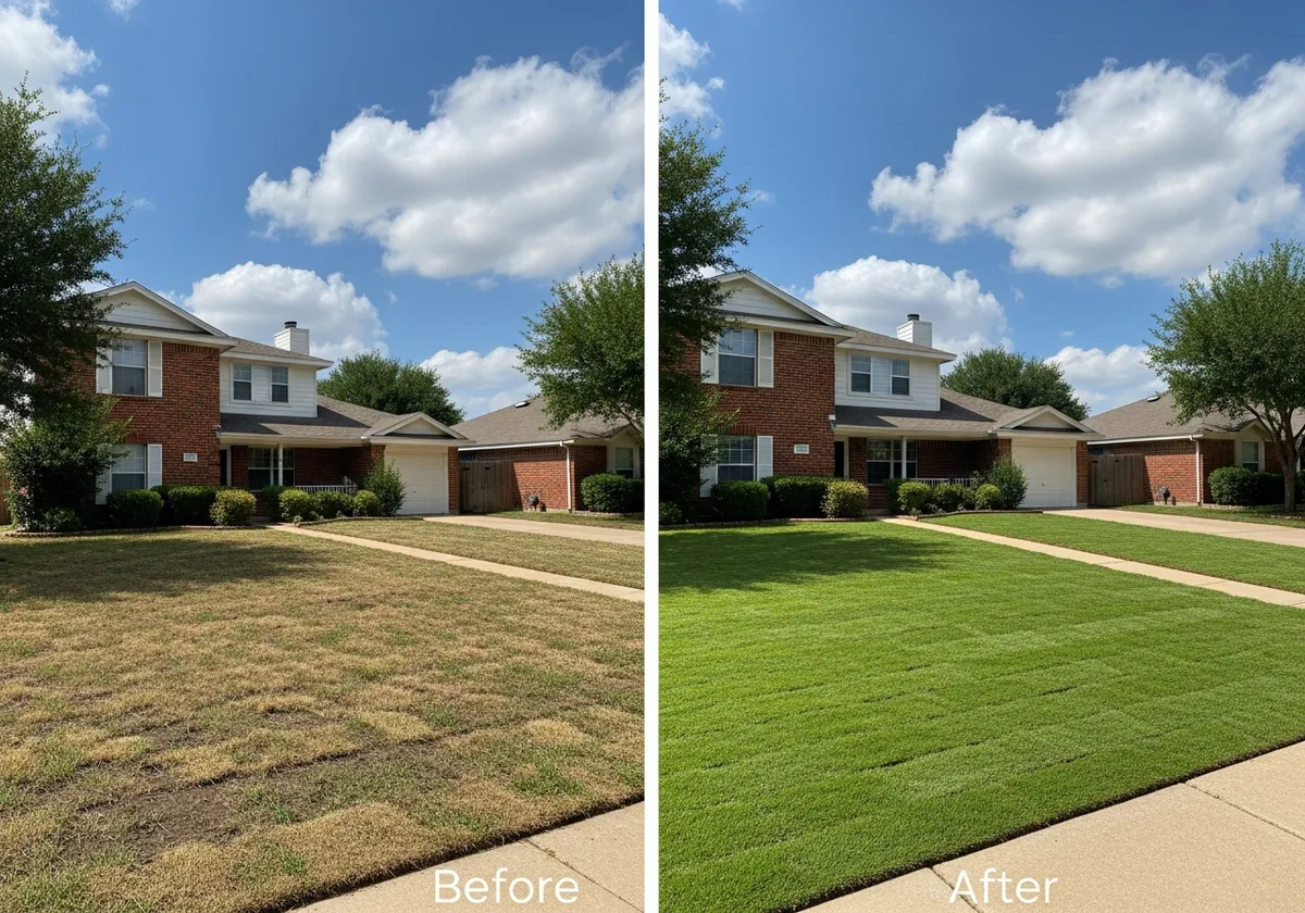 Sod Installation - Full front yard sod replacement in Richardson