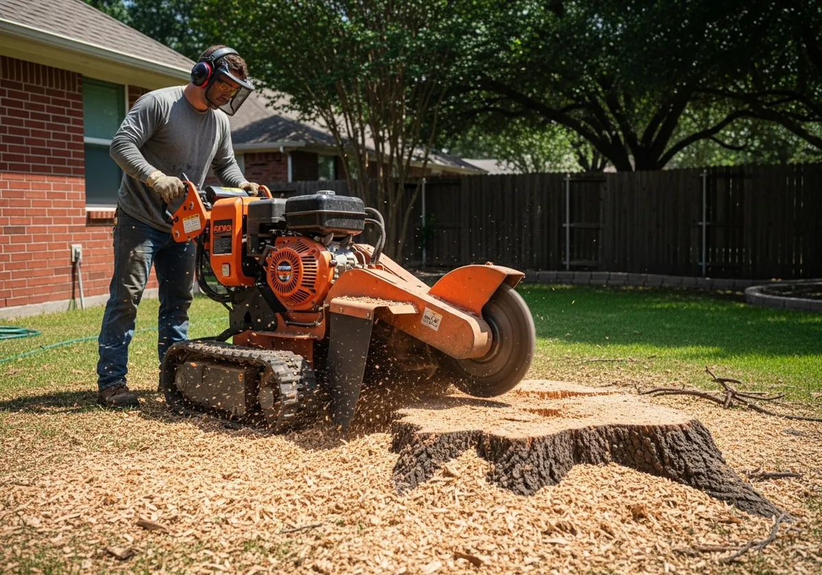 Stump Removal - Complete stump grinding in a McKinney backyard